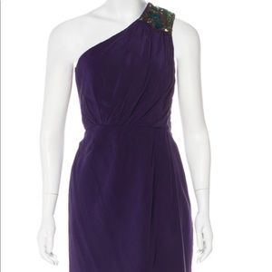 Shoshanna 100% Silk Purple Jeweled One Shoulder Dress